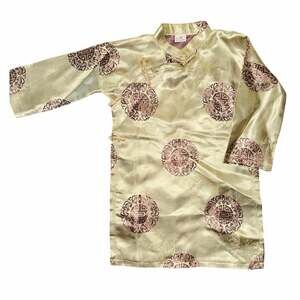 Toddler 2T cotton blend mandarin tunic top gold Asian oriental unisex child